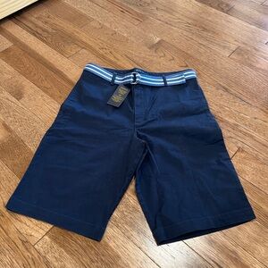 NWOT Polo Ralph Lauren Straight Fit Stretch Chino Navy Short W/ Belt Boy Size 20
